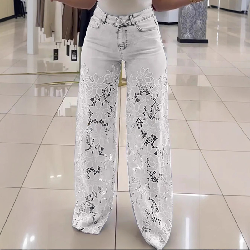 👖Módní krajkové záplatované džínové džíny