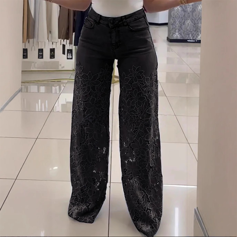 👖Módní krajkové záplatované džínové džíny