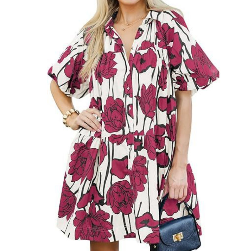 🌸Floral mintás mintás hajtókás női ruhák