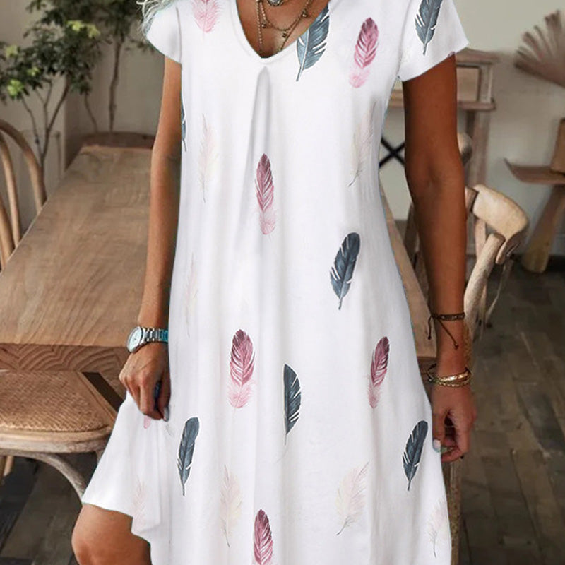 Dámské elegantní květinový tisk V-Neck dlouhé šaty