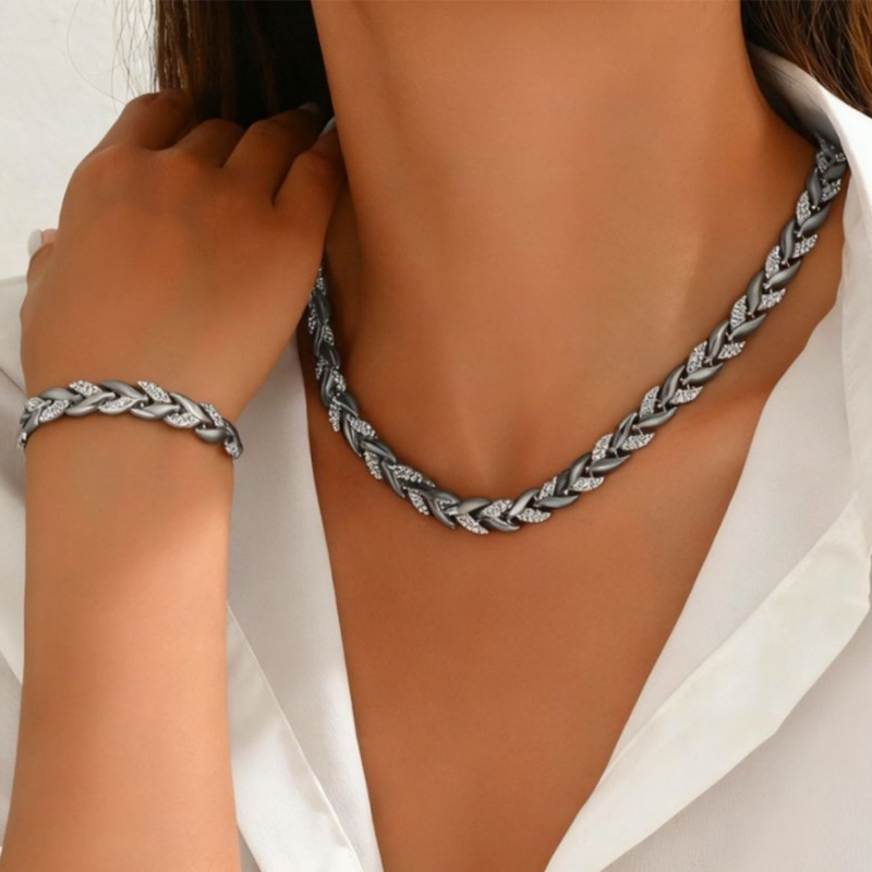 💝 Dvojnásobný Lesk – Náhrdelník a Náramek Leaf Link | Elegantní & Univerzální – Ideální Dárek Pro Ženy ✨💎