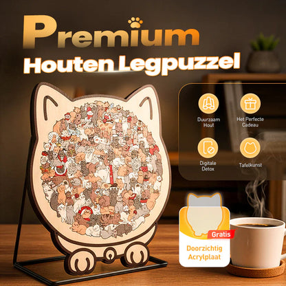 🎁Pěkný vánoční dárek🎅135dílné dřevěné puzzle ve tvaru kočky v barvách Morandiho