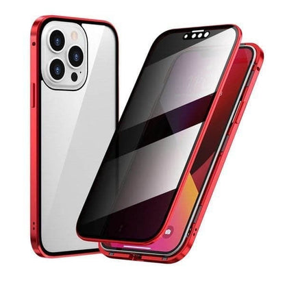 Magnetické pouzdro na iPhone s ochranným sklem a kovem