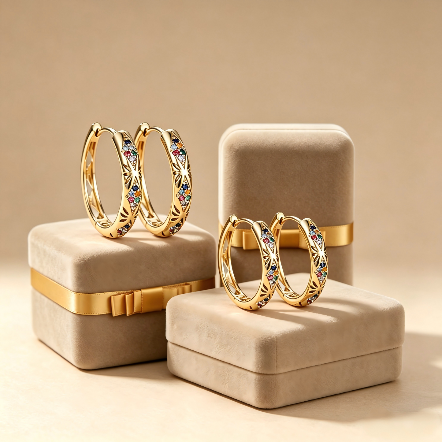 💎 Náušnice s Kameny – Duté Kruhové | Elegantní & Lehké – Perfektní Pro Každodenní Nošení i Speciální Příležitosti ✨👂