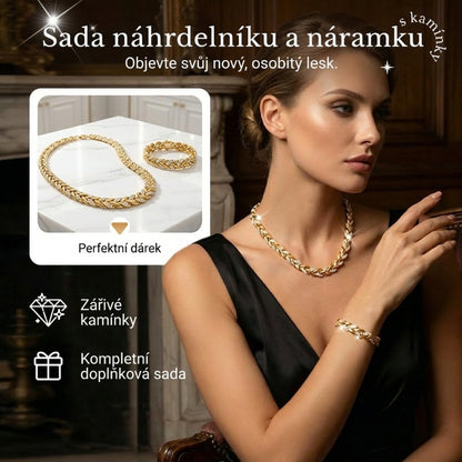 💝 Dvojnásobný Lesk – Náhrdelník a Náramek Leaf Link | Elegantní & Univerzální – Ideální Dárek Pro Ženy ✨💎