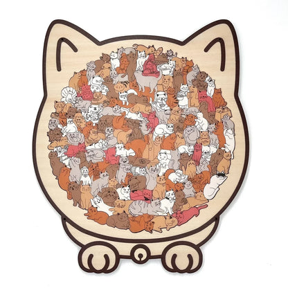 🎁Pěkný vánoční dárek🎅135dílné dřevěné puzzle ve tvaru kočky v barvách Morandiho