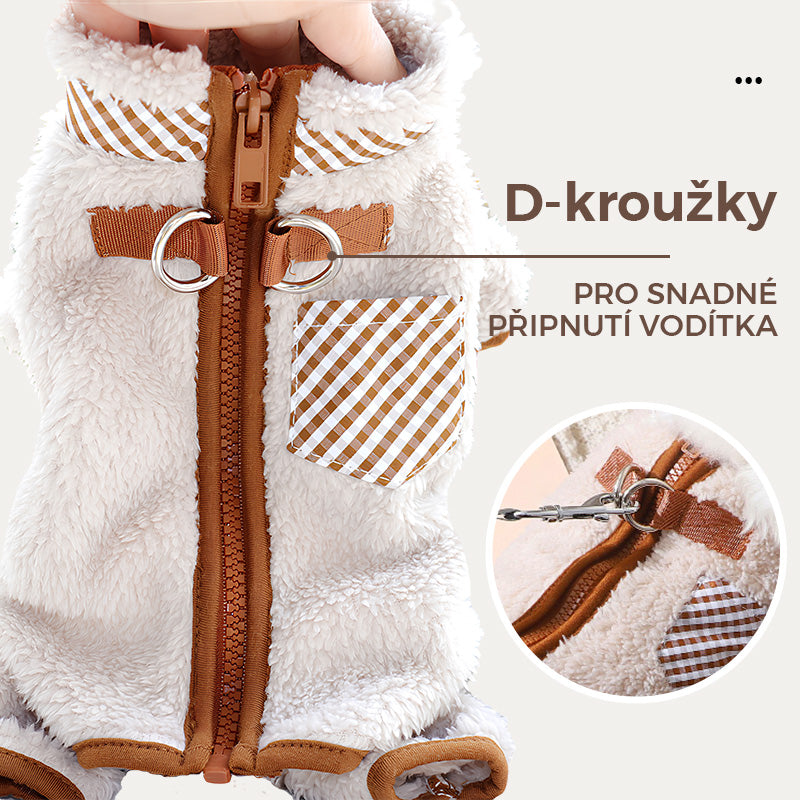 Zimní pohodlný kabát pro domácí mazlíčky s D-kroužky
