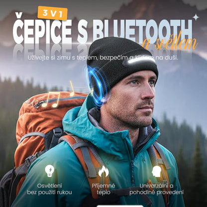 Nabíjitelná čepice s LED osvětlením a Bluetooth