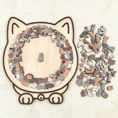🎁Pěkný vánoční dárek🎅135dílné dřevěné puzzle ve tvaru kočky v barvách Morandiho