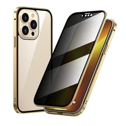 Magnetické pouzdro na iPhone s ochranným sklem a kovem