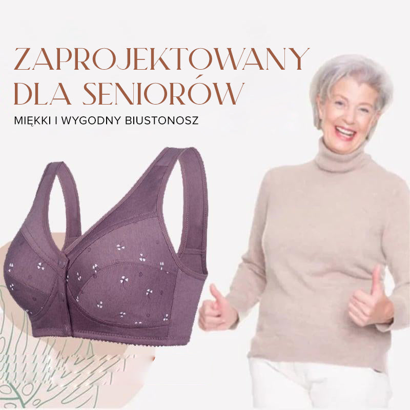 Bavlněná podprsenka pro seniorky se zapínáním vpředu