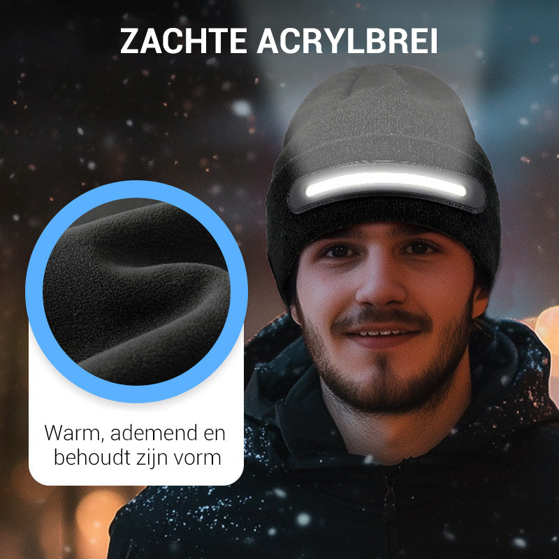 Nabíjitelná čepice s LED osvětlením a Bluetooth