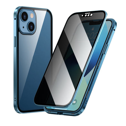 Magnetické pouzdro na iPhone s ochranným sklem a kovem