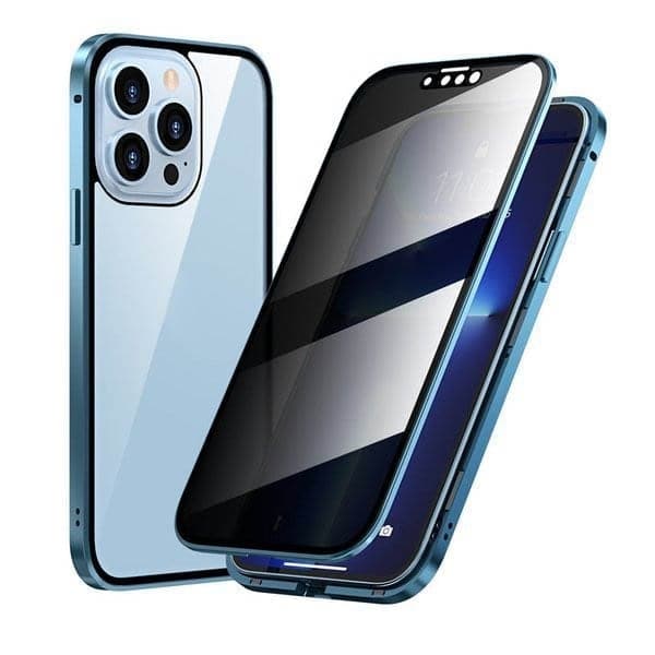 Magnetické pouzdro na iPhone s ochranným sklem a kovem