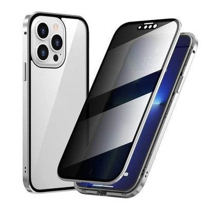 Magnetické pouzdro na iPhone s ochranným sklem a kovem