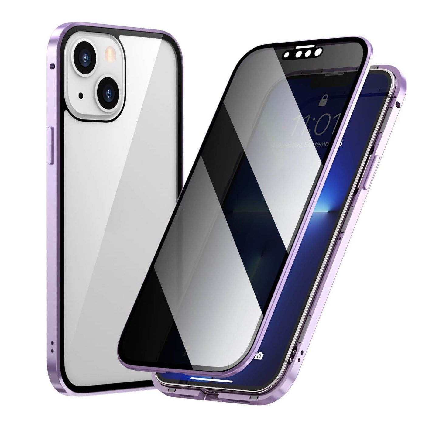 Magnetické pouzdro na iPhone s ochranným sklem a kovem