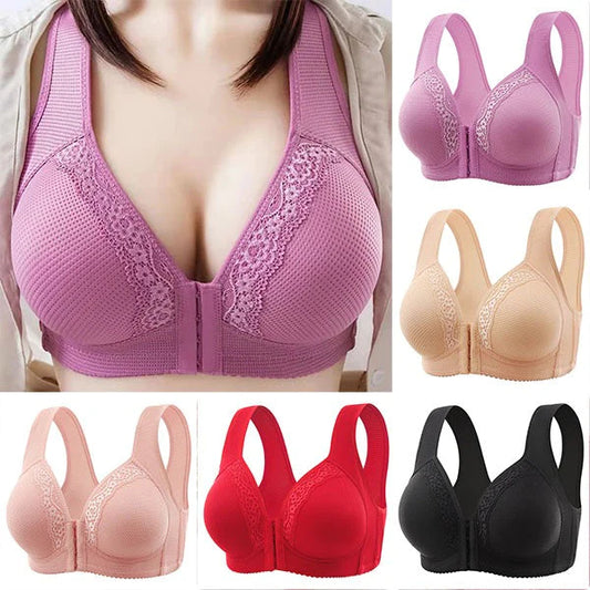 Prodyšná - Plus size podprsenka se zapíná vpředu na neocelové obruče【1+1 zdarma】