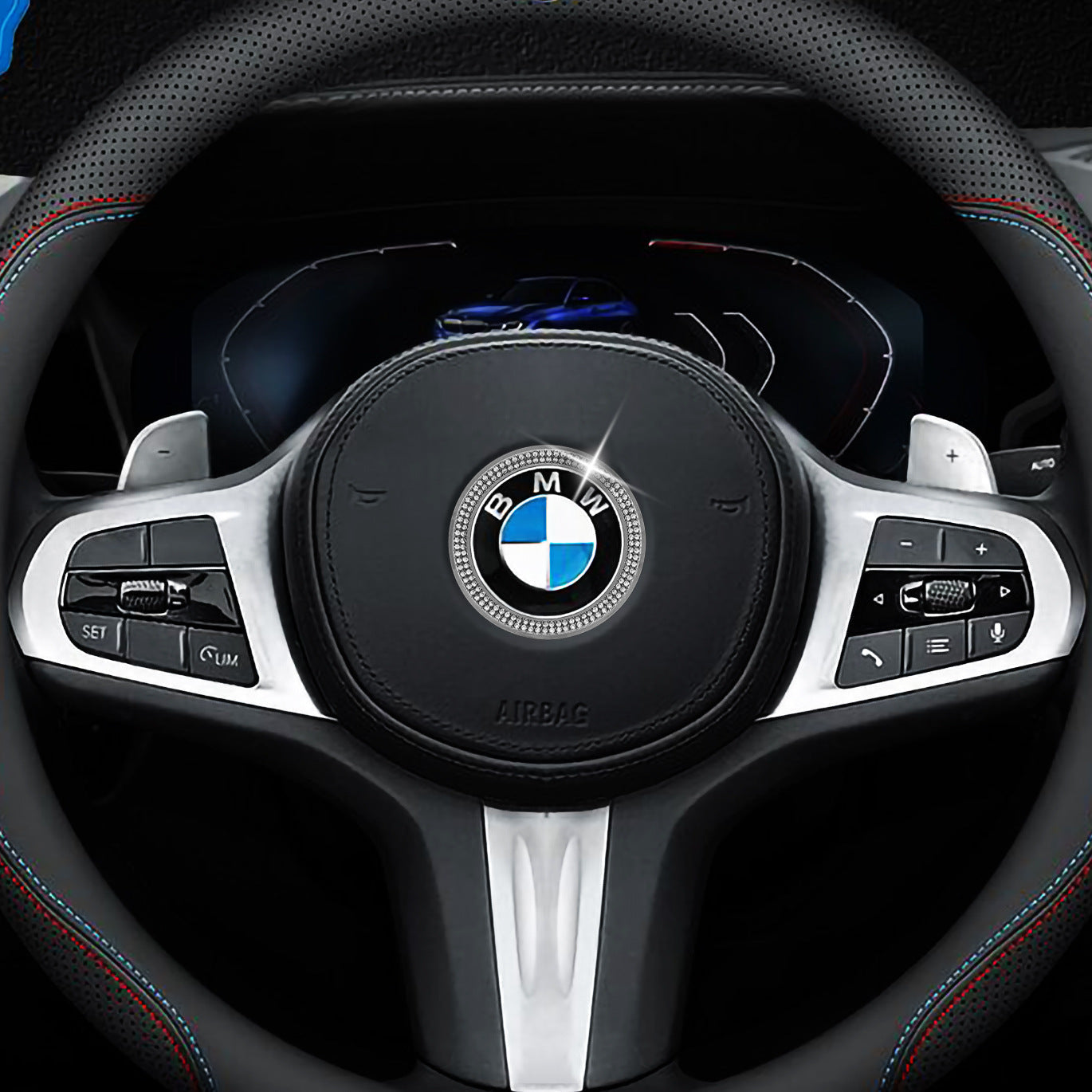 HOT SALE🎉50% OFF🎉Creative Steering Wheel Crystal Sticker