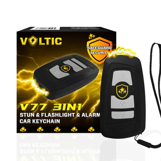 🔥 Bezpečnostní upozornění pro rok 2025⚡️ VOLTIC V77 3v1 paralyzér, svítilna a alarm v klíčence na auto
