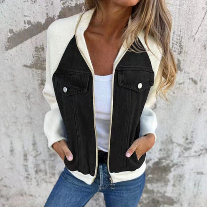 🔥Nová módní dámská kreativní džínová bunda Splicing Jacket