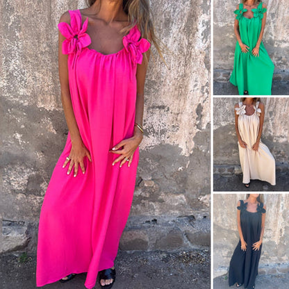 💕AKCE SLEVA 31 % 💕Dámské elegantní maxi šaty s květinovým popruhem