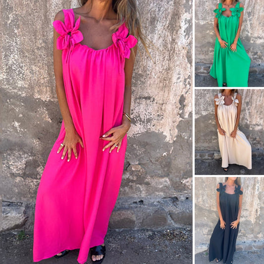 💕AKCE SLEVA 31 % 💕Dámské elegantní maxi šaty s květinovým popruhem