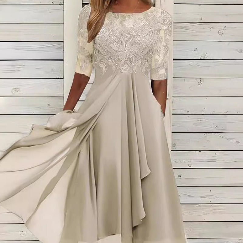 Elegantní vyšívané koktejlové splývavé šaty