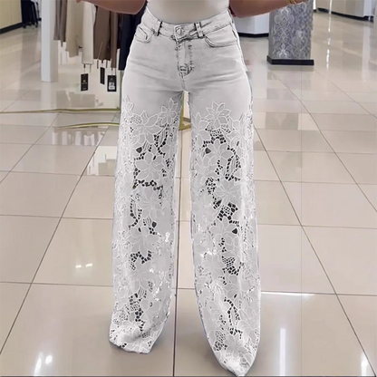👖Módní krajkové záplatované džínové džíny