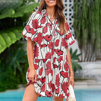 🌸Floral mintás mintás hajtókás női ruhák