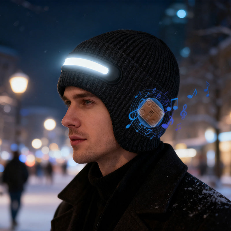 Nabíjitelná čepice s LED osvětlením a Bluetooth