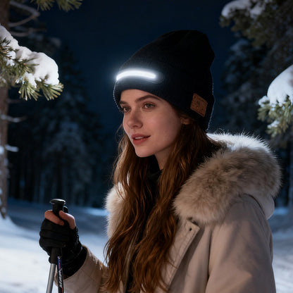 Nabíjitelná čepice s LED osvětlením a Bluetooth