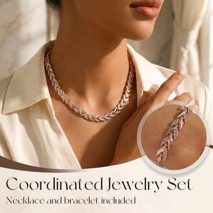 💝 Dvojnásobný Lesk – Náhrdelník a Náramek Leaf Link | Elegantní & Univerzální – Ideální Dárek Pro Ženy ✨💎