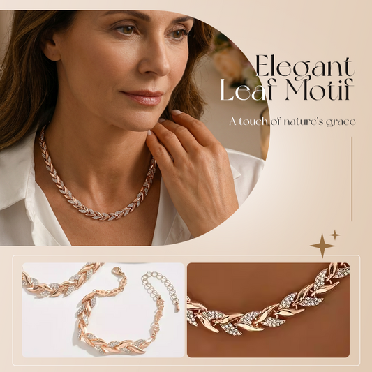 💝 Dvojnásobný Lesk – Náhrdelník a Náramek Leaf Link | Elegantní & Univerzální – Ideální Dárek Pro Ženy ✨💎