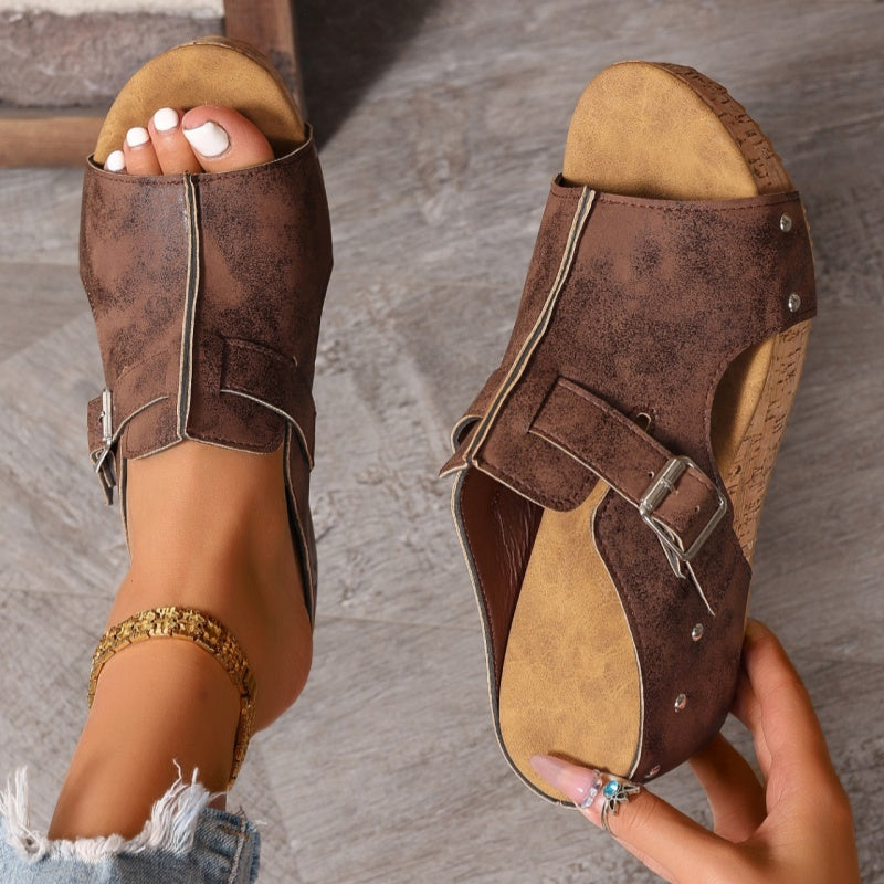 👡 Dámské sandály s otevřenou špičkou a klínovým podpatkem – pohodlné, prodyšné a stylové | Letní, protiskluzové, vhodné do města i na dovolenou 🌞✨🛡️