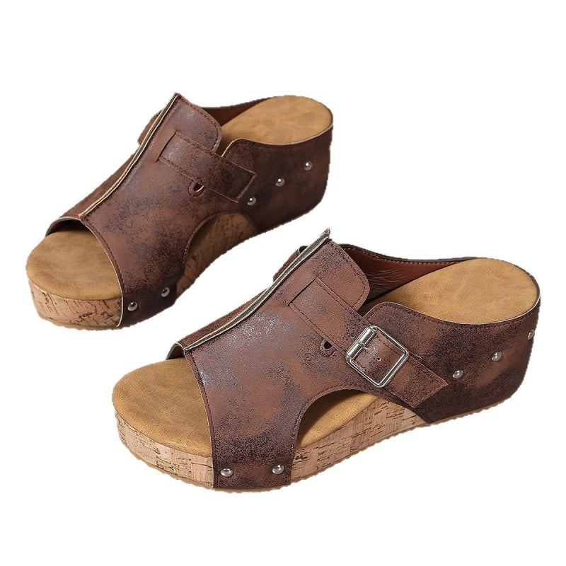 👡 Dámské sandály s otevřenou špičkou a klínovým podpatkem – pohodlné, prodyšné a stylové | Letní, protiskluzové, vhodné do města i na dovolenou 🌞✨🛡️