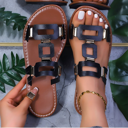 👡 Dámské sandály s geometrickými výřezy – prodyšné, lehké a stylové | Letní, protiskluzové, vhodné do města i na pláž 🌞✨🛡️